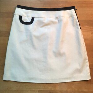 J. McLaughlin Short Skirt White Black Cotton Canvas Skirt Size 4